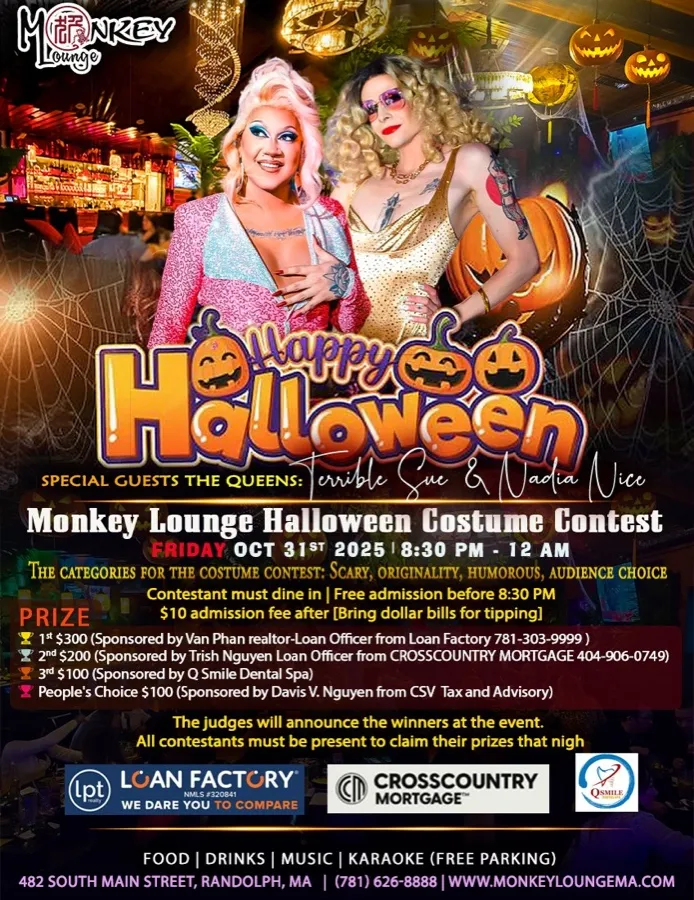 Happy Halloween costume contest flyer for Friday, October 31